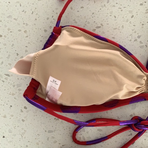 NWOT VICTORIA’S SECRET Red And Purple Metallic Polka Dot Bikini - Picture 6 of 14